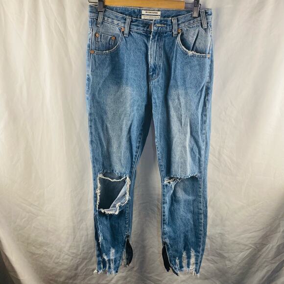 One x One Teaspoon Freebird High Rise Distressed Ankle Zip Medium‎ Wash Size 27 - Picture 3 of 10